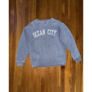 OCEAN CITY Blue Unisex Distressed Sweatshirt, Size Medium